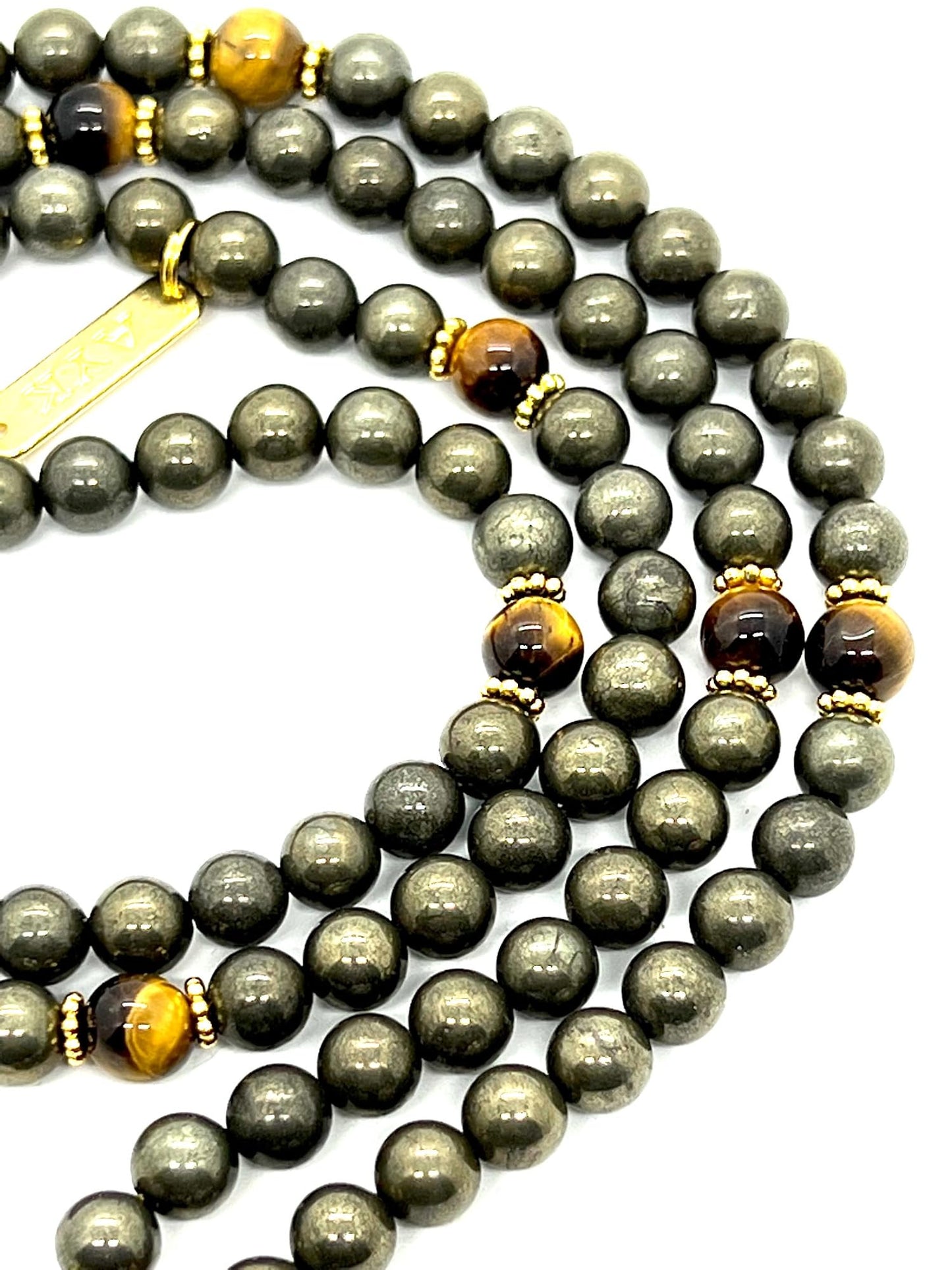 Manipura - Pyrite & Tiger’s Eye Mala Necklace – Solar Plexus & Sacral Chakra