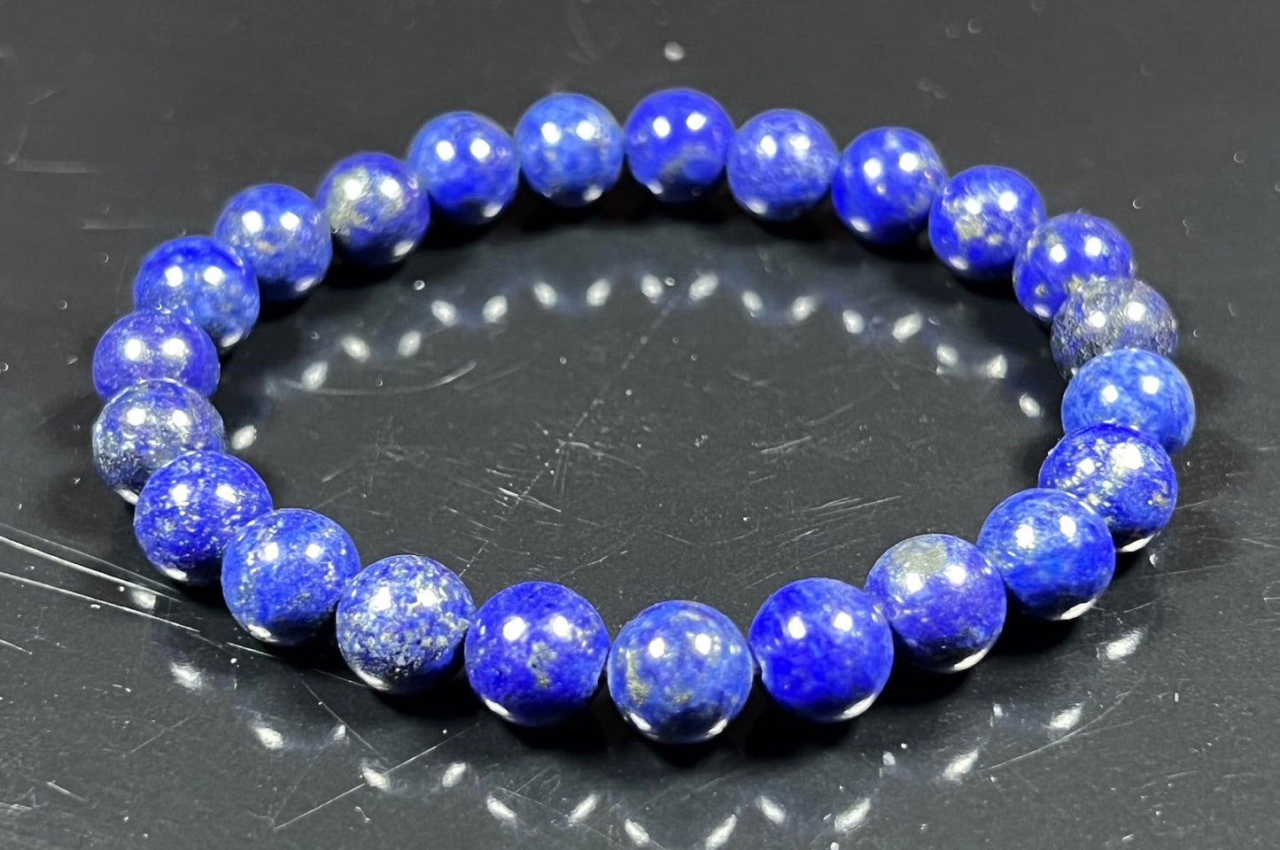 Blue Lapis Lazuli Stretch Bracelet - Throat Chakra Activation - Embrace Your Voice - 8mm Bead size