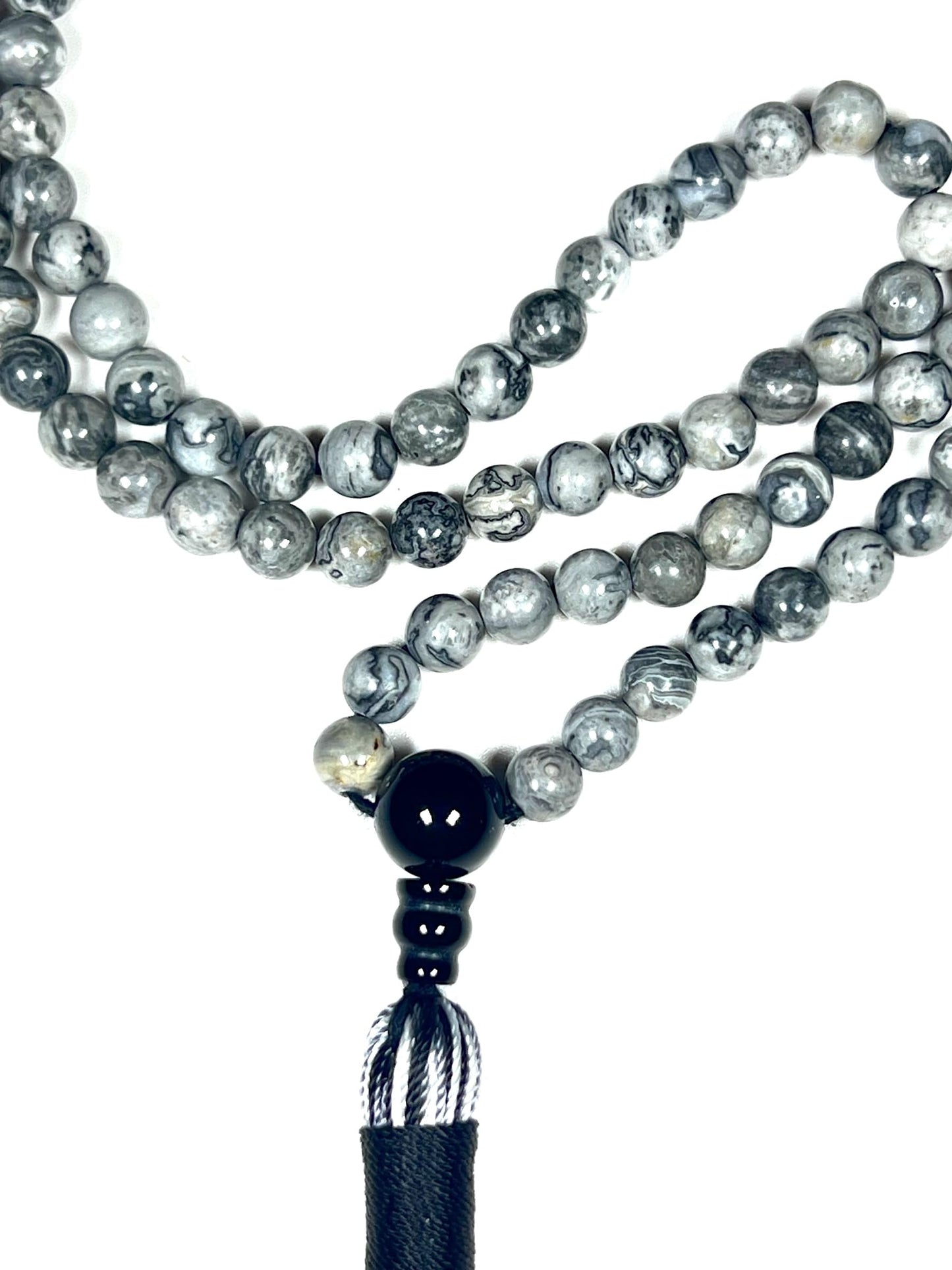 Scenic Jasper Mala Beads Necklace | 108 Beads | Grounding & Balance | AYK