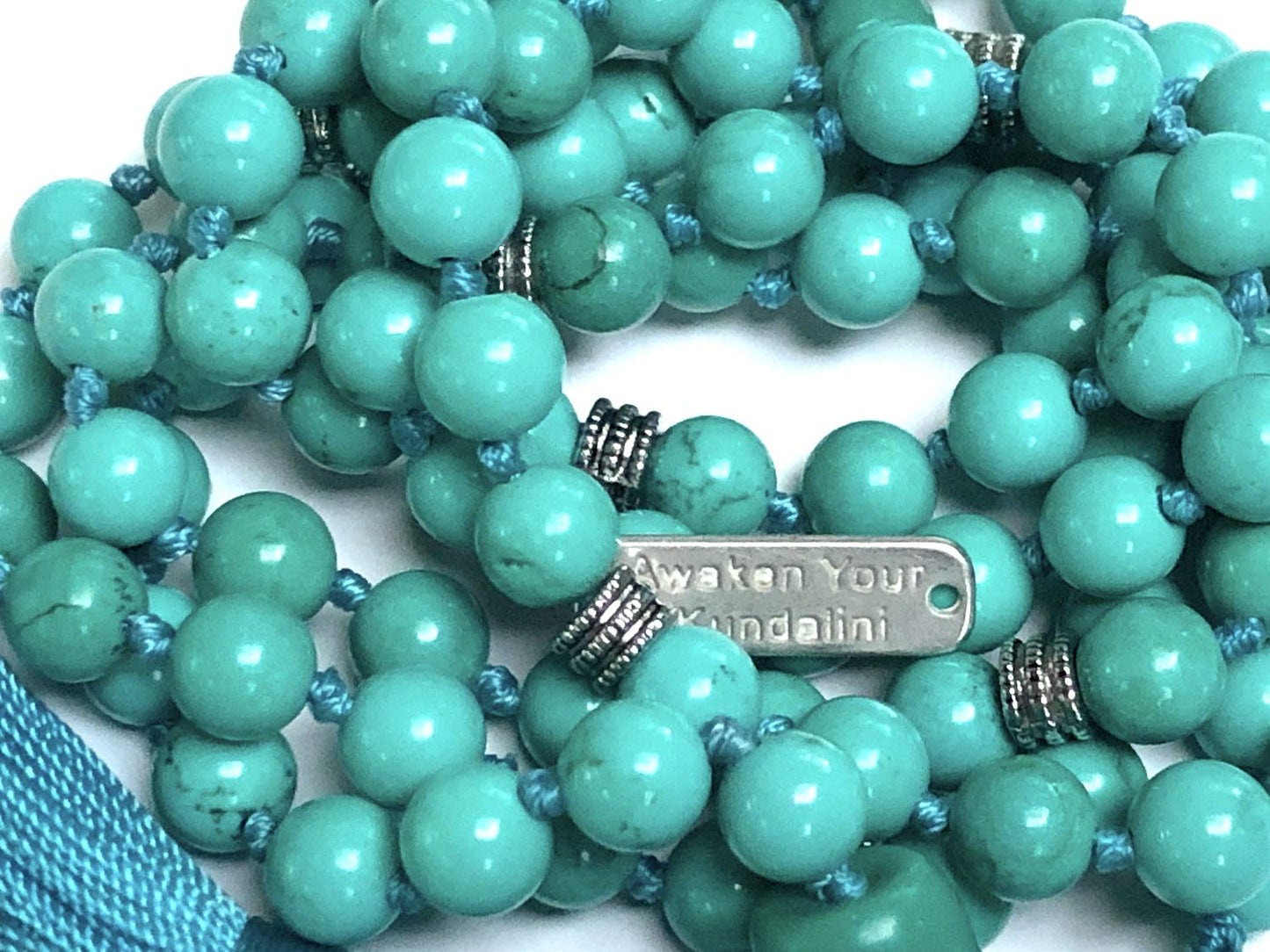 Natural Turquoise Gemstone Mala Necklace, Boho Style, Handmade Jewelry, Healing Properties, Communication