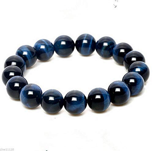 Blue Tiger's Eye Stretch Bracelet (10mm Beads) - Capricorn Birthstone & Throat Chakra Balance