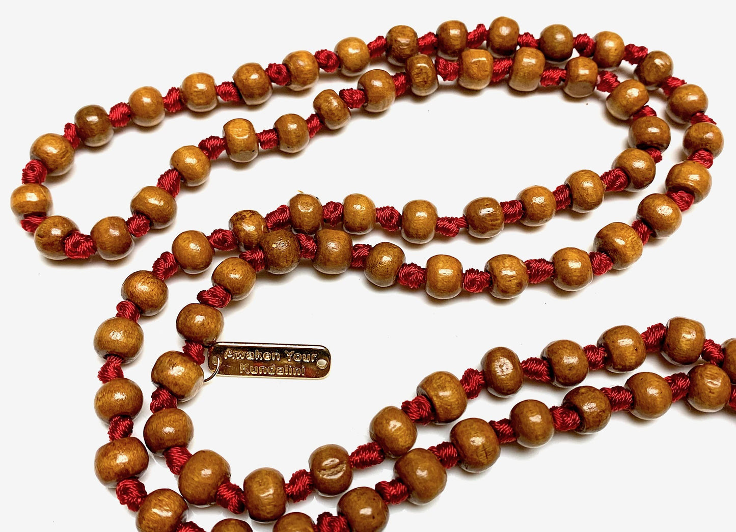 Awaken Your Kundalini Tulsi mala beads necklace hand knotted mala holy basil beads 8 mm 108 Buddhist prayer beads 7 Chakra mala colors - w/Velvet mala pouch (FIRST ROOT CHAKRA)