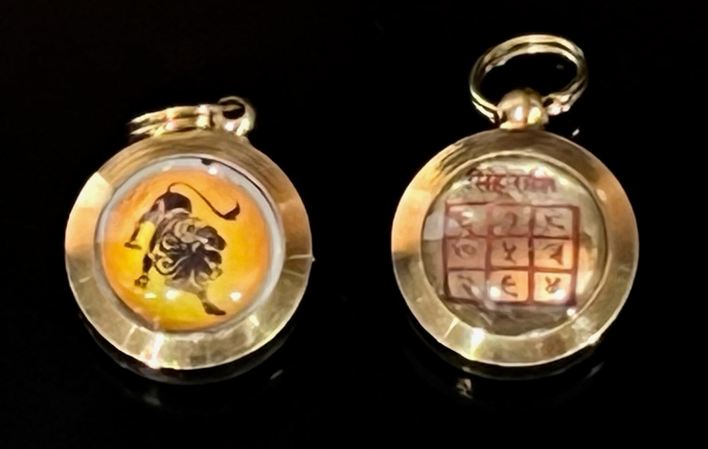 Zodiac Constellation Pendant Necklace - Sun Sign Amulet - Rashi Yantra Pendant - 3/4 Inch Brass Pendant with Zodiac Yantra