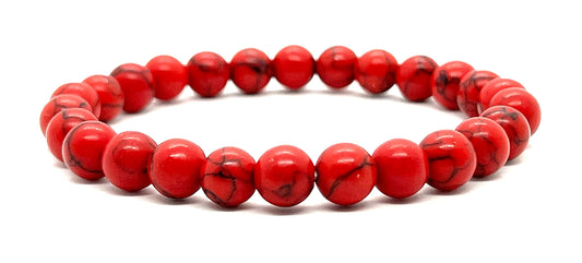 Ignite Your Inner Strength: Red Howlite Stretch Bracelet - Gemini Birthstone - Root Chakra Bracelet