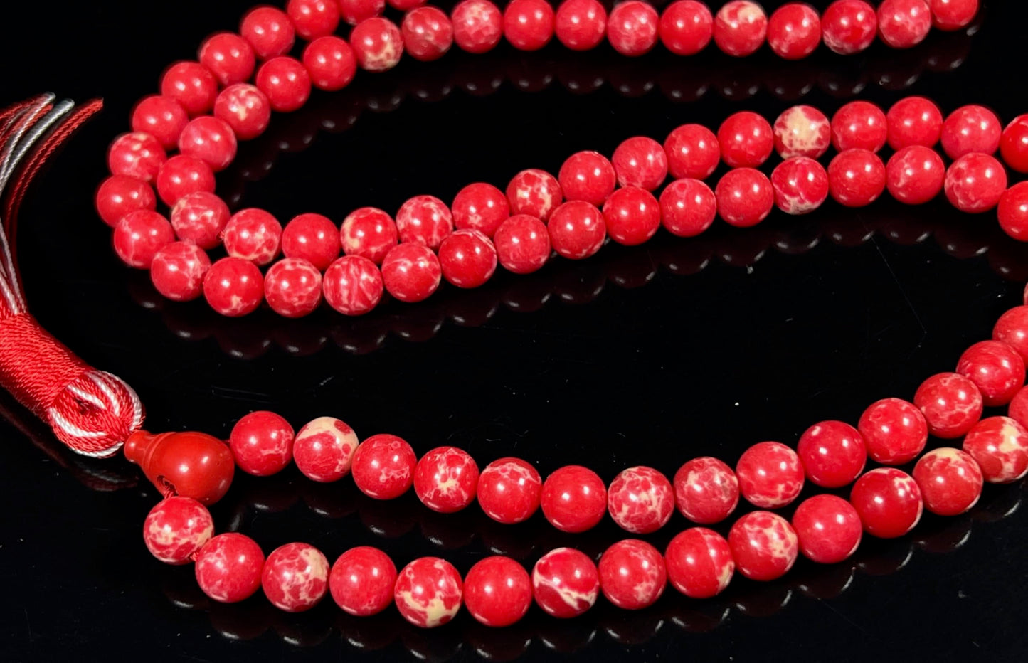 Sea Sediment Jasper Mala Beads Necklace