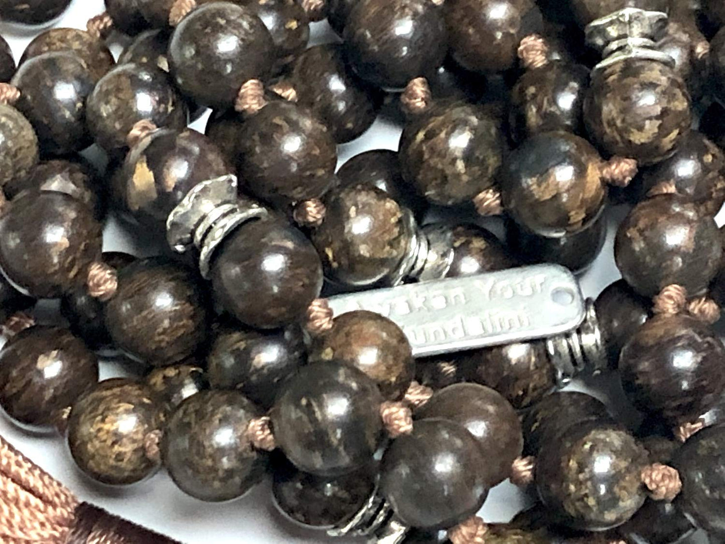 Hand-knotted Bronzite Mala Necklace, 8mm 108 Beads, Gemini and Leo Birthstone, Root Chakra Healing