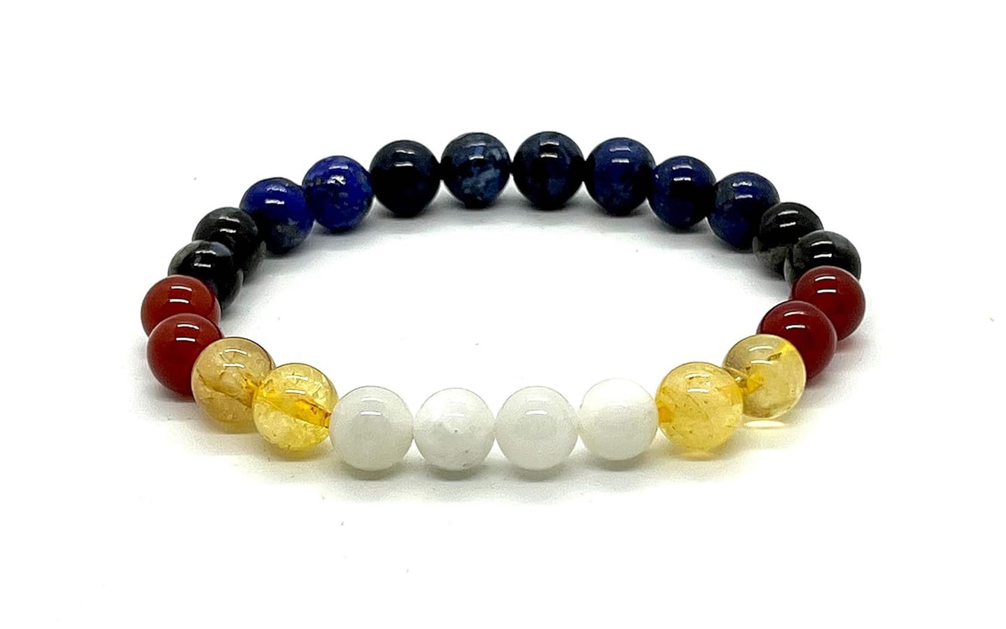 Embrace Balance & Grounded Energy: Virgo Constellation Bracelet (8mm) - Multi-Chakra Alignment, Moonstone, Lapis Lazuli, Red Carnelian, Citrine (Birthstone), Apache Tear