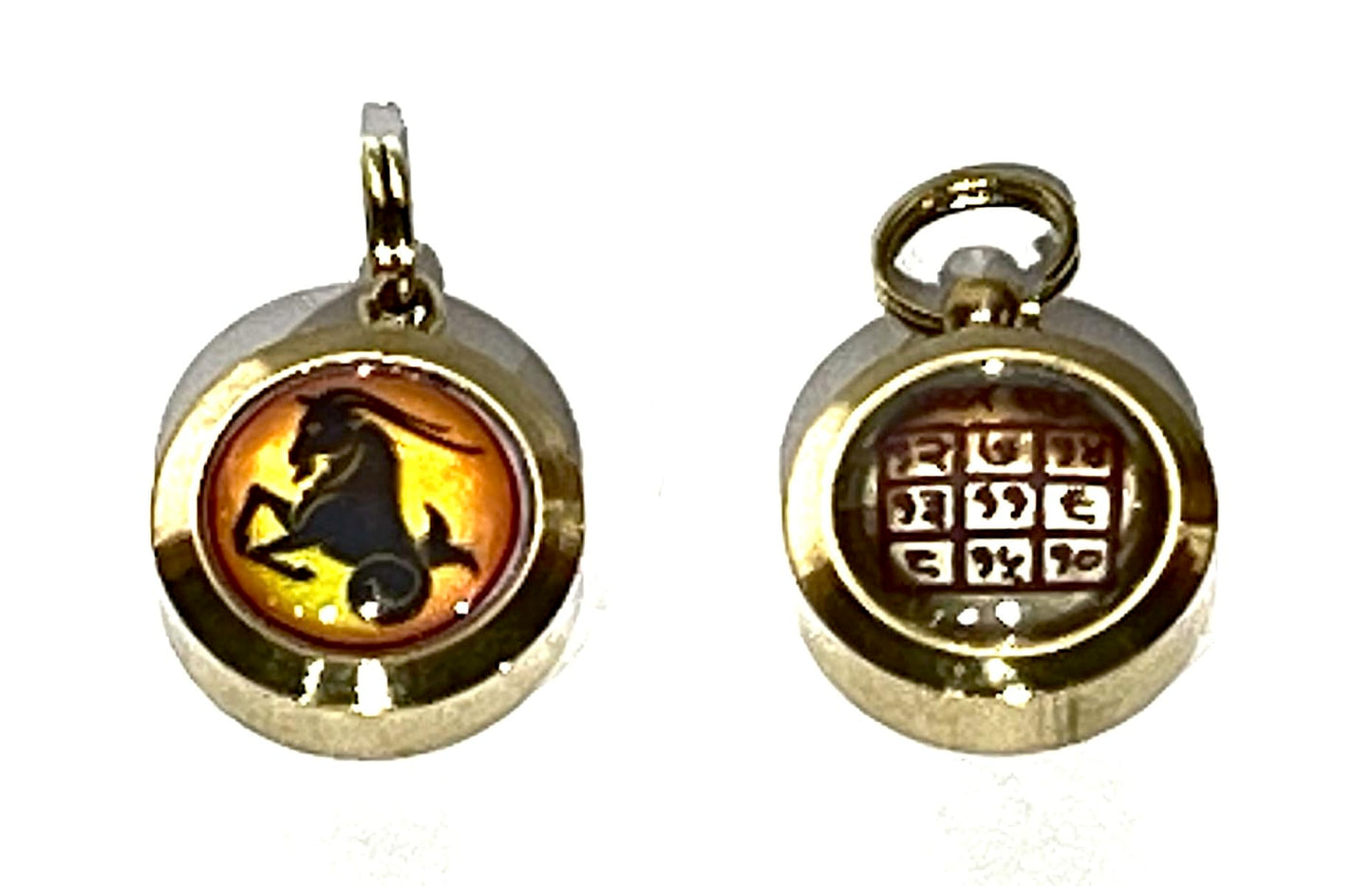 Zodiac Constellation Pendant Necklace - Sun Sign Amulet - Rashi Yantra Pendant - 3/4 Inch Brass Pendant with Zodiac Yantra