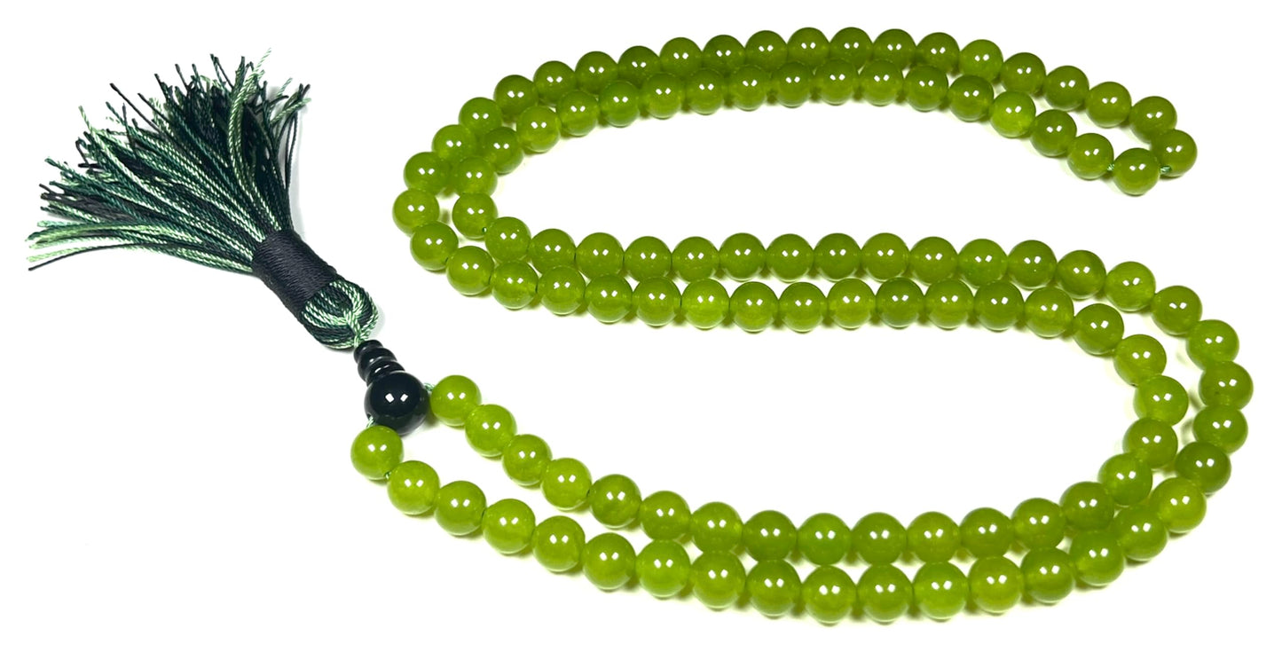 Handmade Agate Mala Beads Necklace with Black Onyx Guru Bead – 108 Beads – 8mm – Multicolor Options – Chakra Balancing & Zodiac Birthstone – Meditation Jewelry