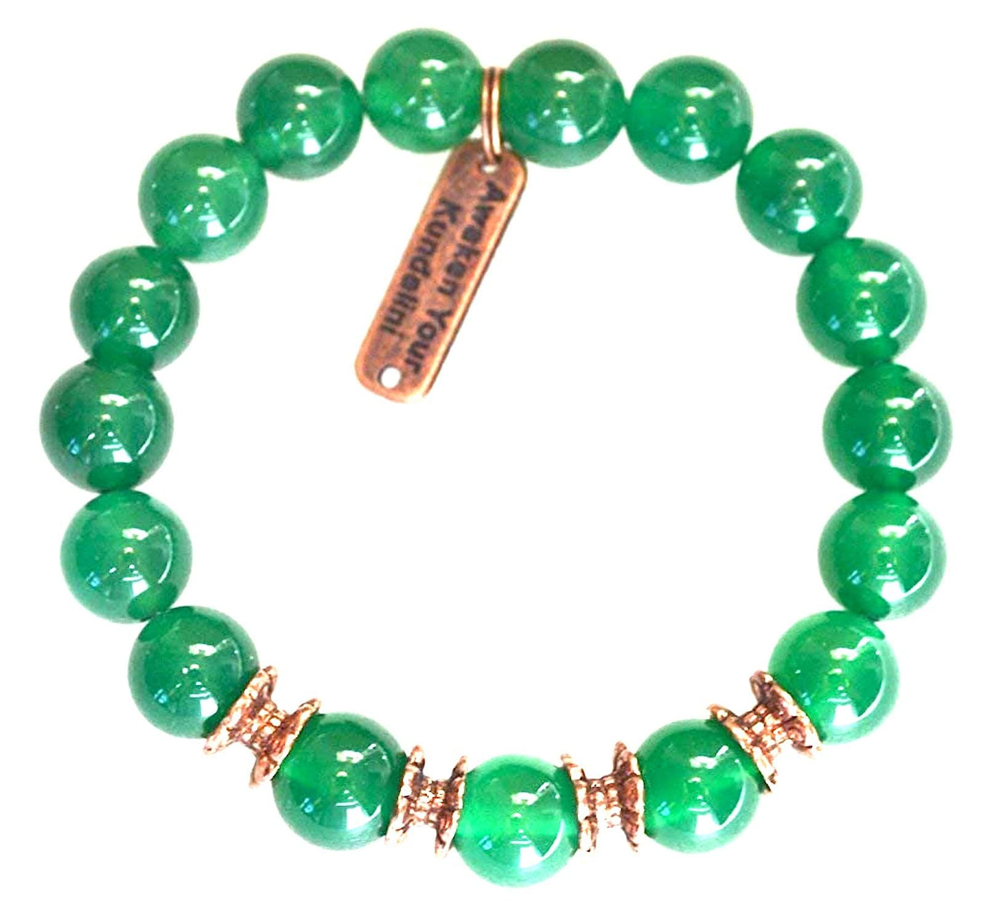 Green Agate (Onyx) Stretch Bracelet, 10mm Beads, Virgo Birthstone, Root and Sacral Chakra Harmony, Find Balance and Grounding