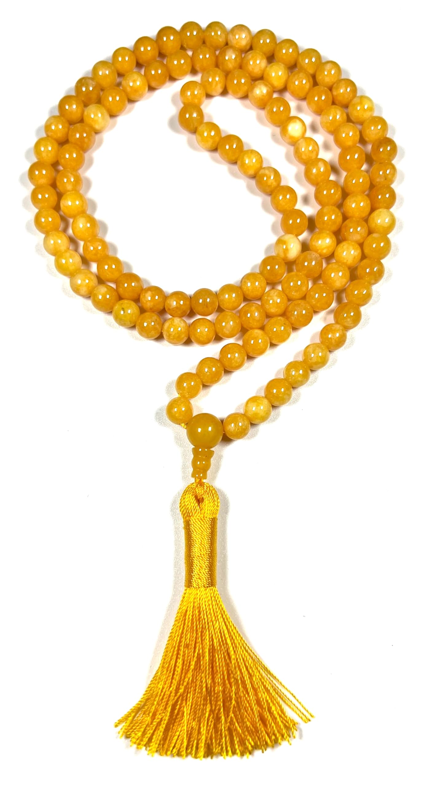 Handmade 8mm Yellow Calcite Mala Beads Necklace – 108 Beads – Leo Birthstone – Solar Plexus Chakra