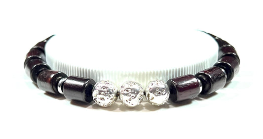Rosewood & Lava Bracelet | Silver-Coated lava | VULCAN & ARANYA Collection