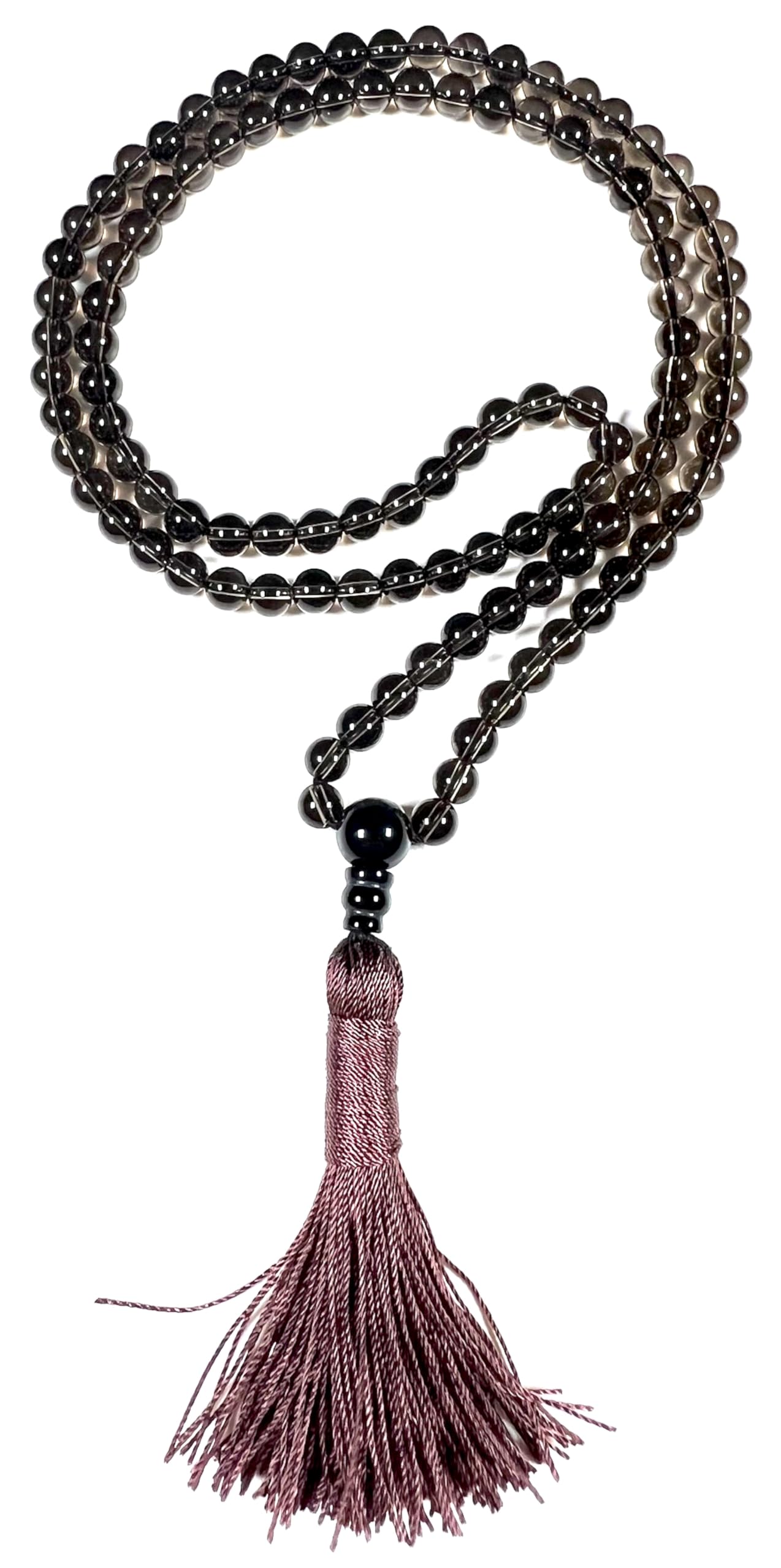 Handmade Smoky Quartz Mala Beads Necklace | 6mm & 8mm 108 Beads | Hand-Knotted Spiritual Energy Beads | Capricorn Birthstone & Root Chakra Connection