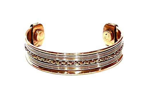 Embrace Bold Style: Handmade Adjustable Copper Cuff Bracelet (Wide & Narrow Chain Braids) - Unisex Elegant Piece
