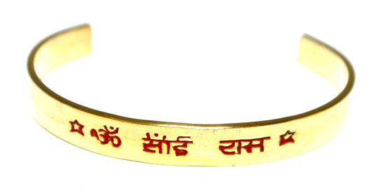 Brass healing cuff bracelet | For Metabolic function reduces inflammation arthritis, headaches, improve digestions, alignment, Amplifies energy, excellent conductor (Style-4 Om Sai Ram Sairam Saibaba)
