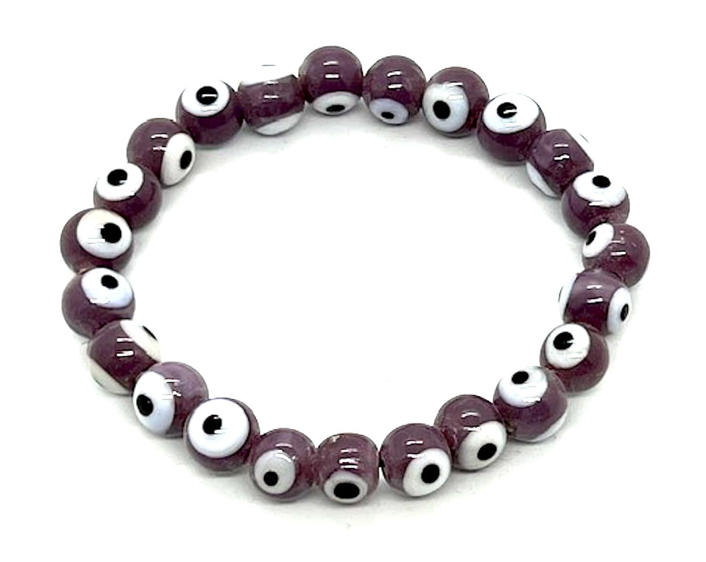 Protection & Positivity: Handmade Brown Evil Eye Charm Bracelet (8mm Beads) - Taurus Birthstone