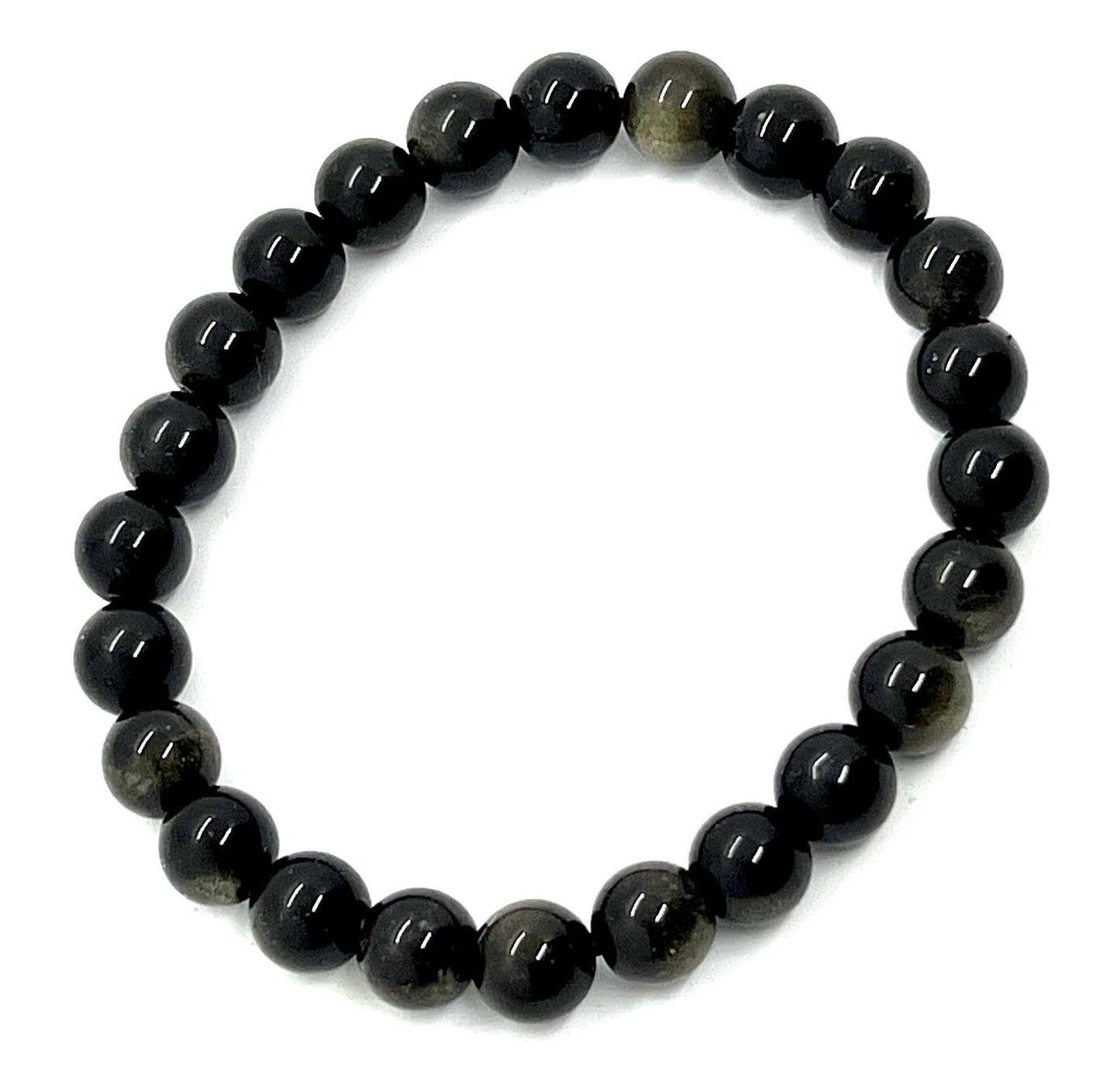 Golden Obsidian Beaded Stretch Bracelet - Embrace Protection & Strength