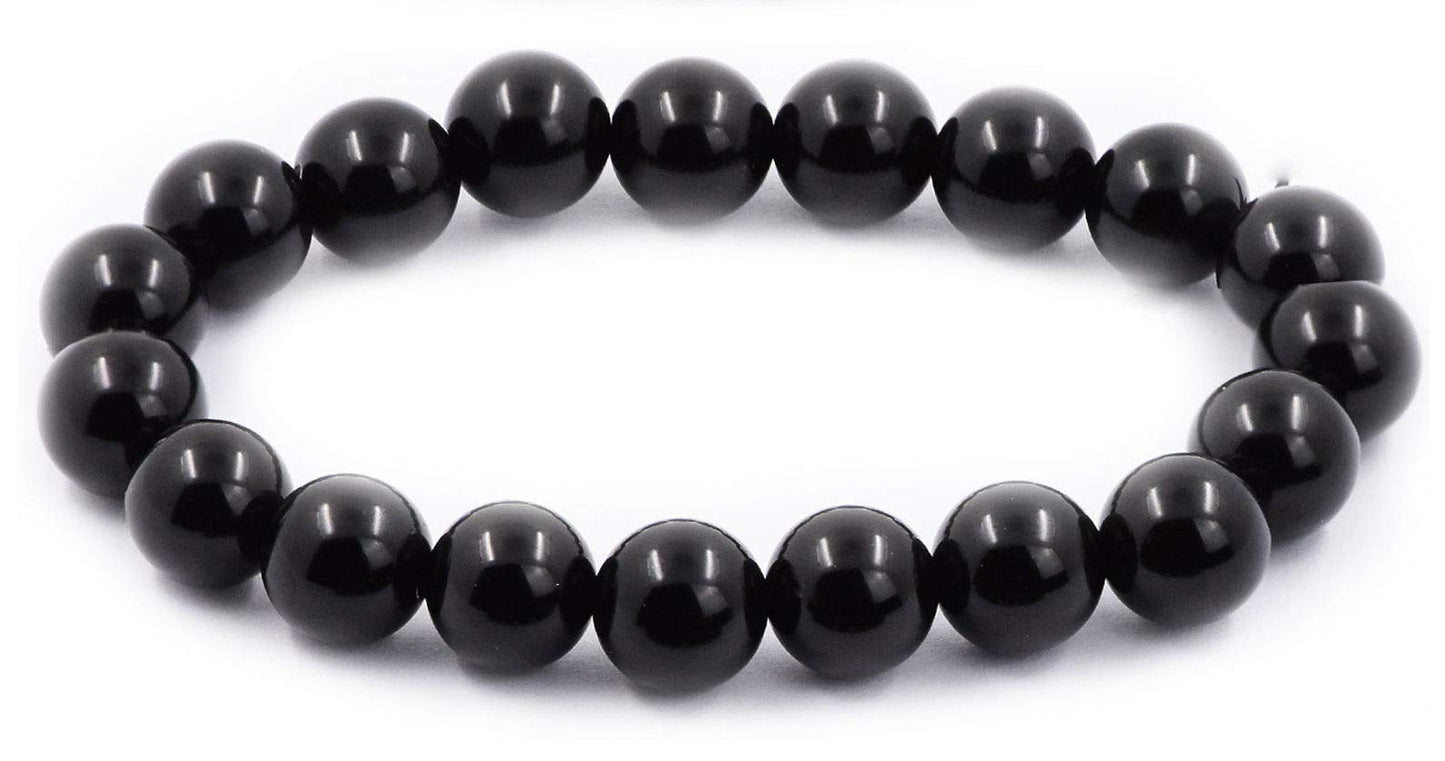 AWAKEN YOUR KUNDALINI Grounded Black Onyx Stretch Bracelet, Root Chakra, Capricorn Birthstone, 8mm Beads