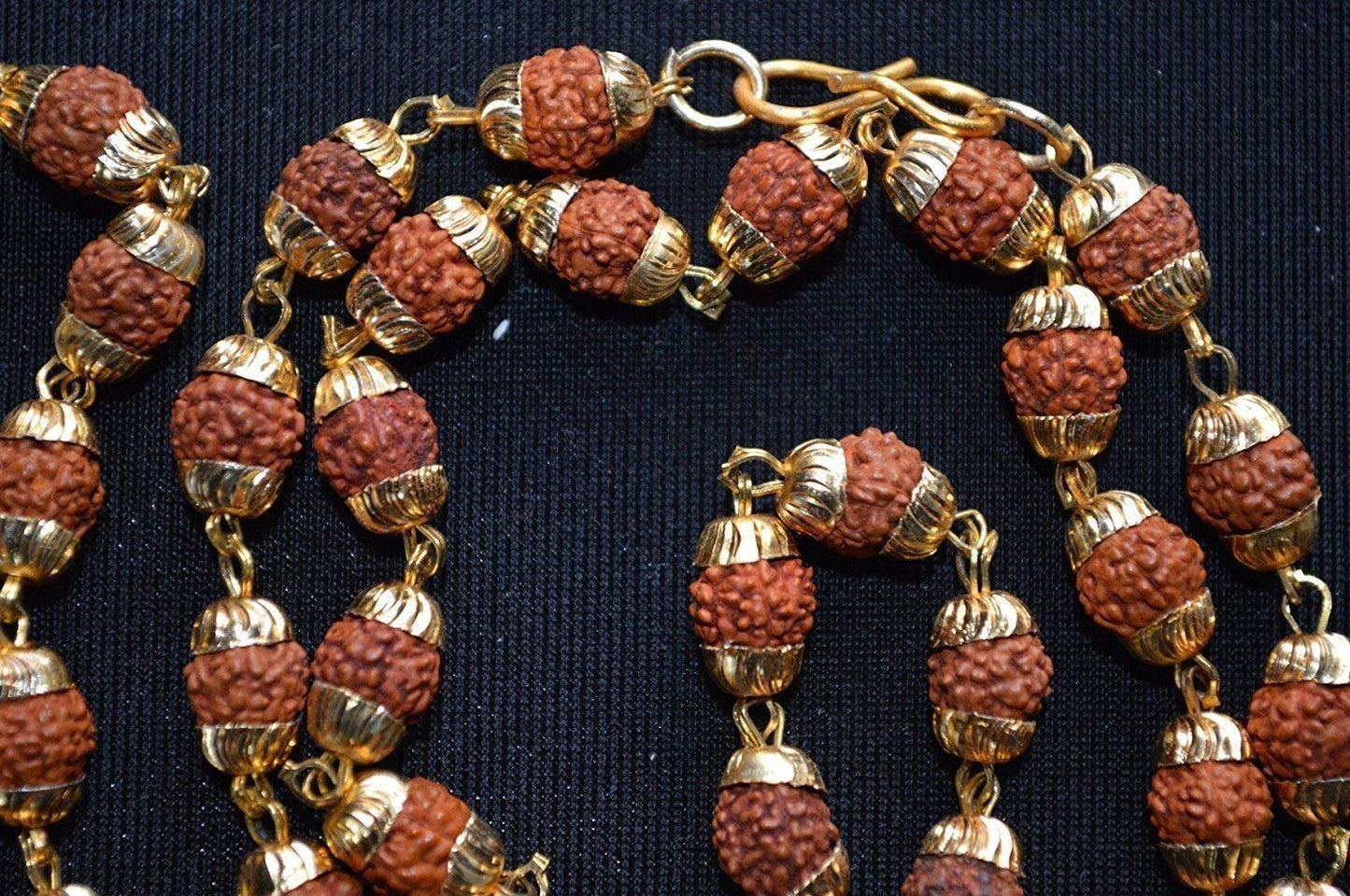Awaken Harmony & Spiritual Growth - Handmade Rudraksha Kanthi Mala (6mm Beads, Golden Accents) - 5 Mukhi Rudraksh