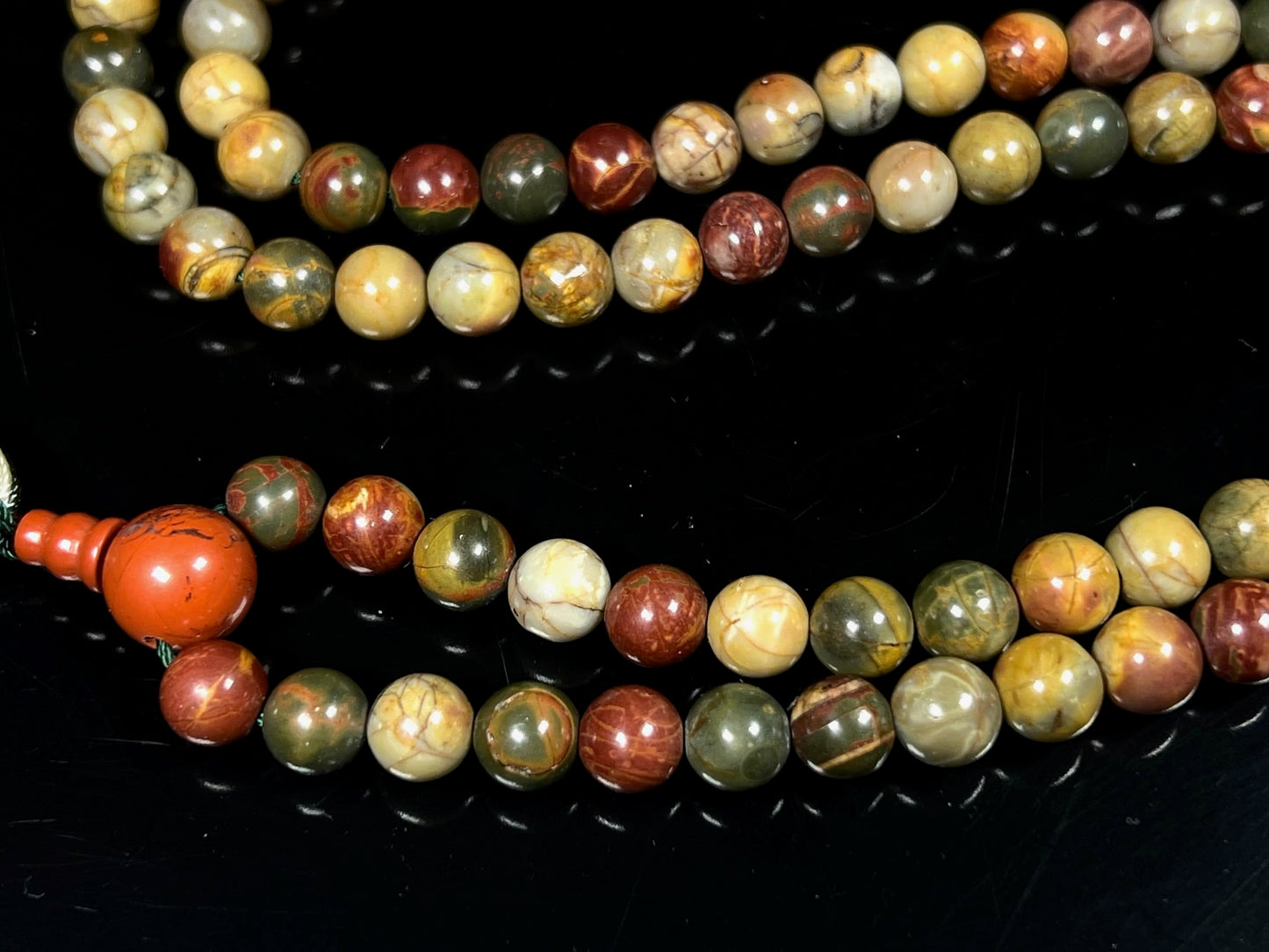 Natural Rhyolite Mala Beads Necklace - AAA Grade 8mm, 108 Beads – Sacred Meditation & Yoga Prayer Beads – Taurus Birthstone & Heart Chakra Energy Beads