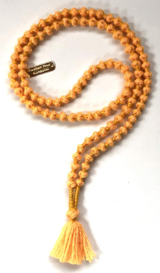 Hand Knotted Buddhist Wool Mala beads, Chakra mala, meditation mala, Eco friendly light chanting mantra mala beads necklace, Soft light manageable - Energized - In 6 colors (ORANGE/YELLOW)