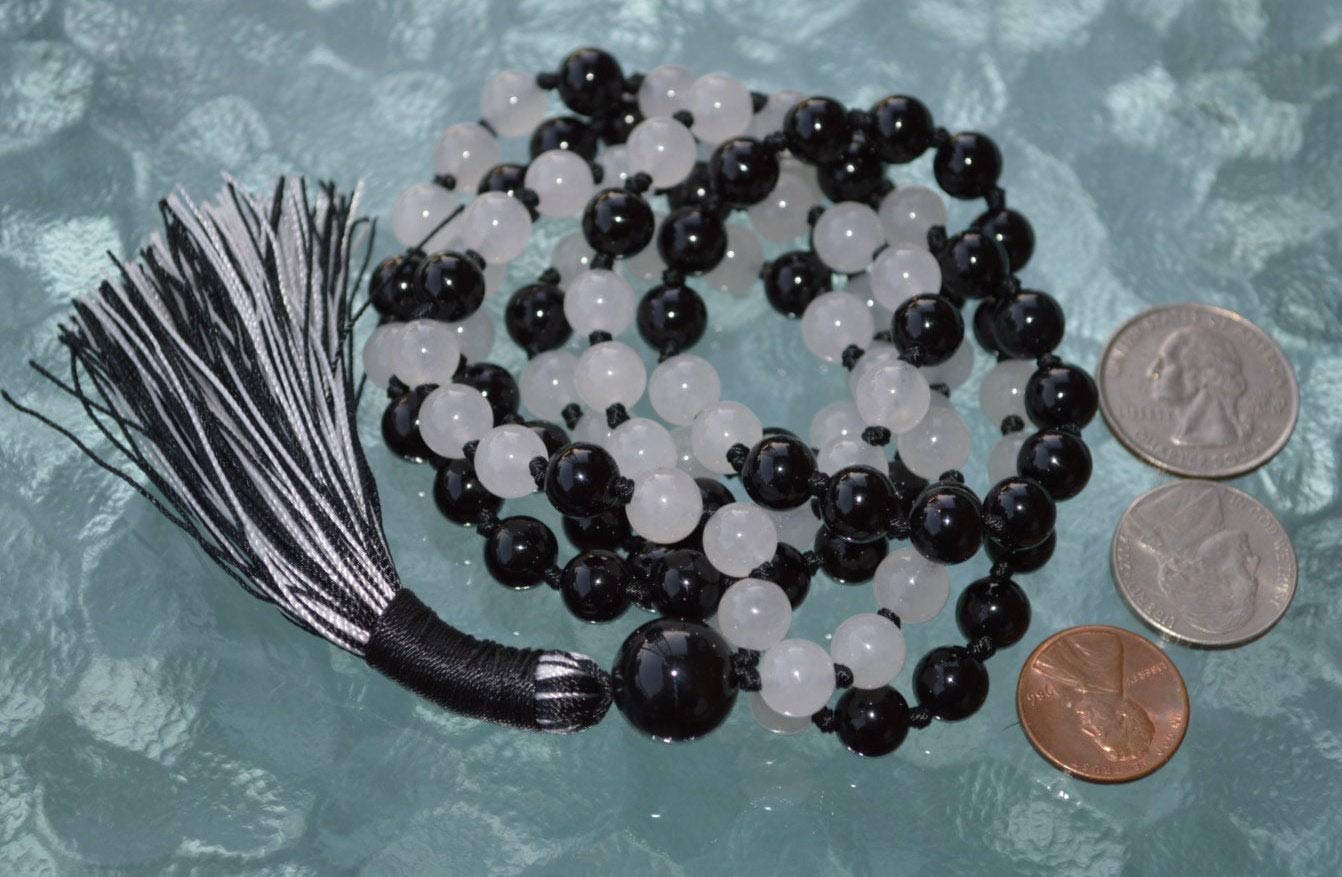 Tourmaline & Moonstone Mala Necklace | Hand-Knotted | VESTA & SHASHI Collections