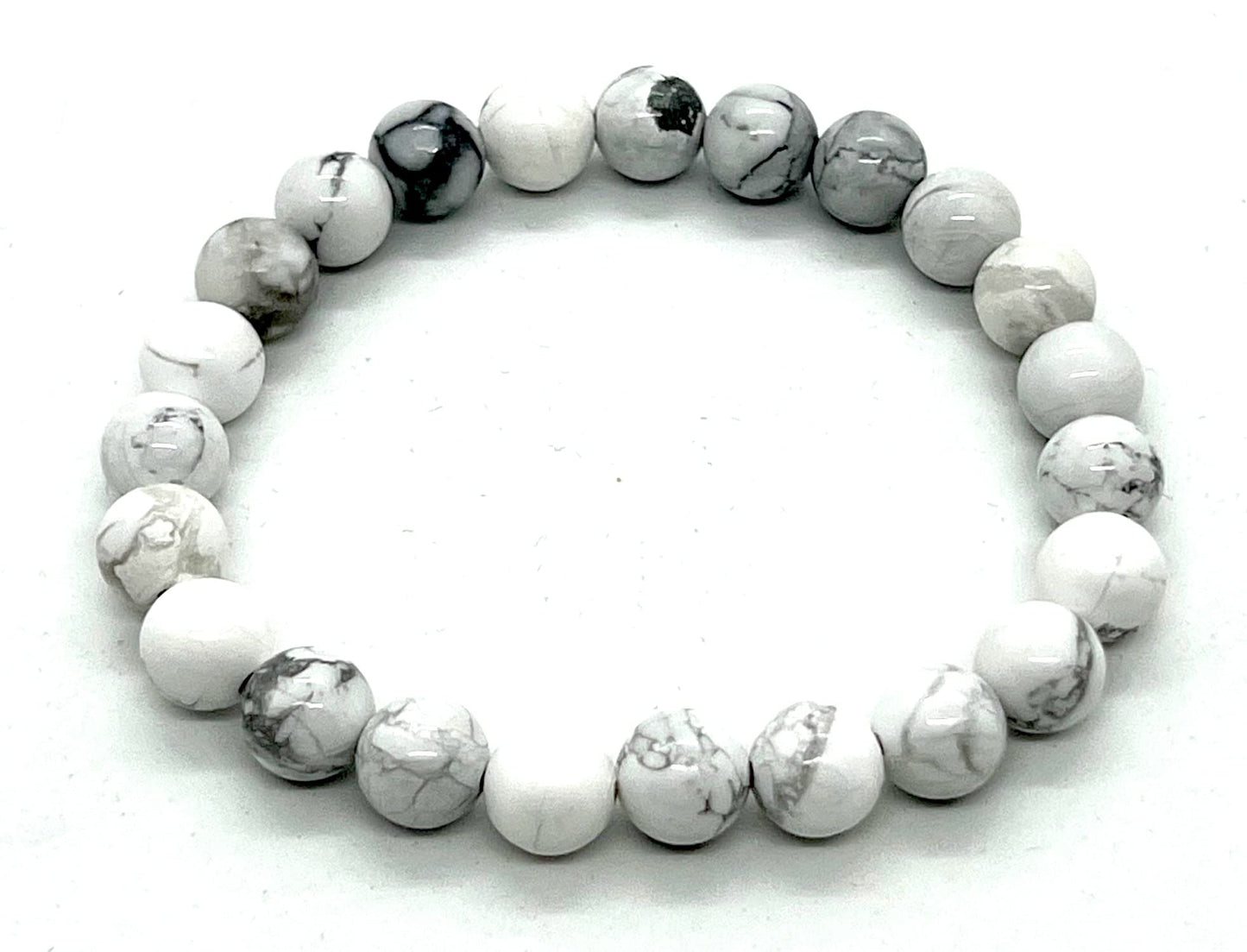 AWAKEN YOUR KUNDALINI White Howlite Stretch Bracelet, Birthstone for June, Gemini & Cancer Sun Sign, Crown Chakra