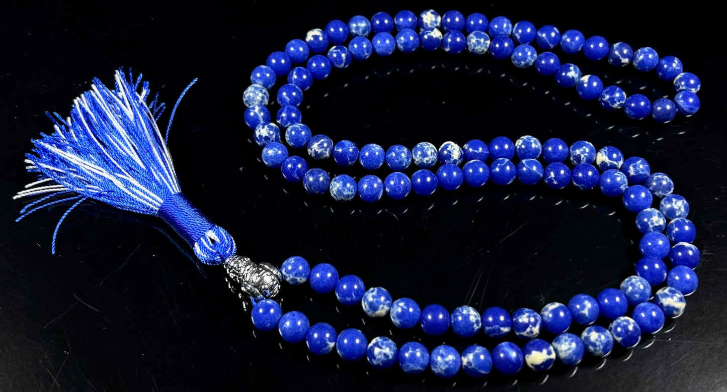 Sea Sediment Jasper Mala Beads Necklace