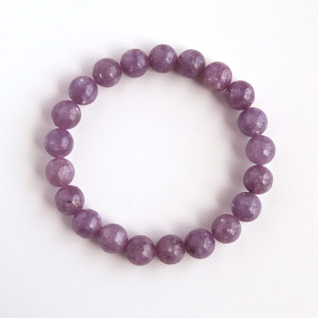 AWAKEN YOUR KUNDALINI Lepidolite Stretch Bracelet with 8mm Beads, Wrist Size 7.5 inches, Birthstone for Libra, Astrological Sign: Pisces, Third Eye Chakra Bracelet