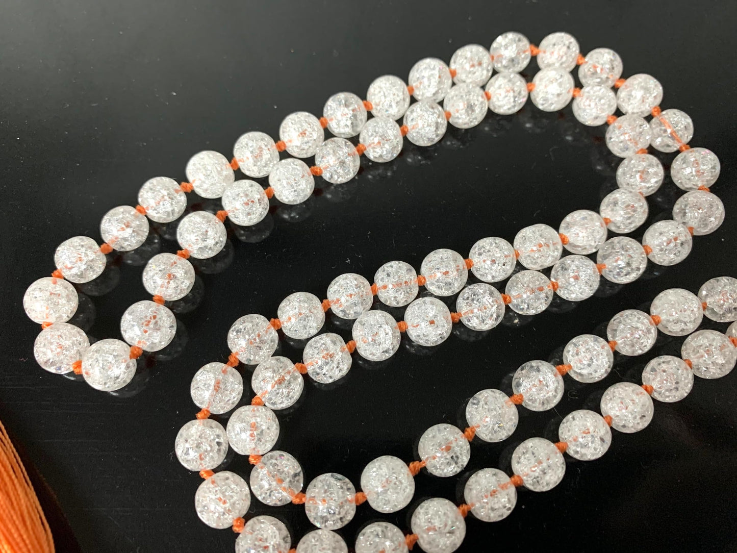 Hand Knotted Crackled Crystal Quartz Mala Necklace with