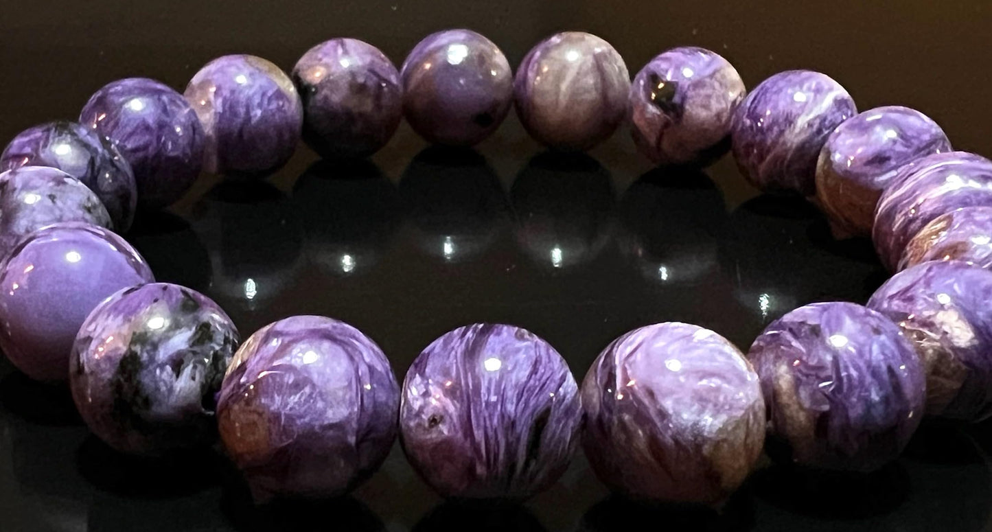 LUCEM Charoite Bracelet | Transformation & Crown Chakra Energy | Scorpio & Sagittarius Zodiac | October–November Birthstone