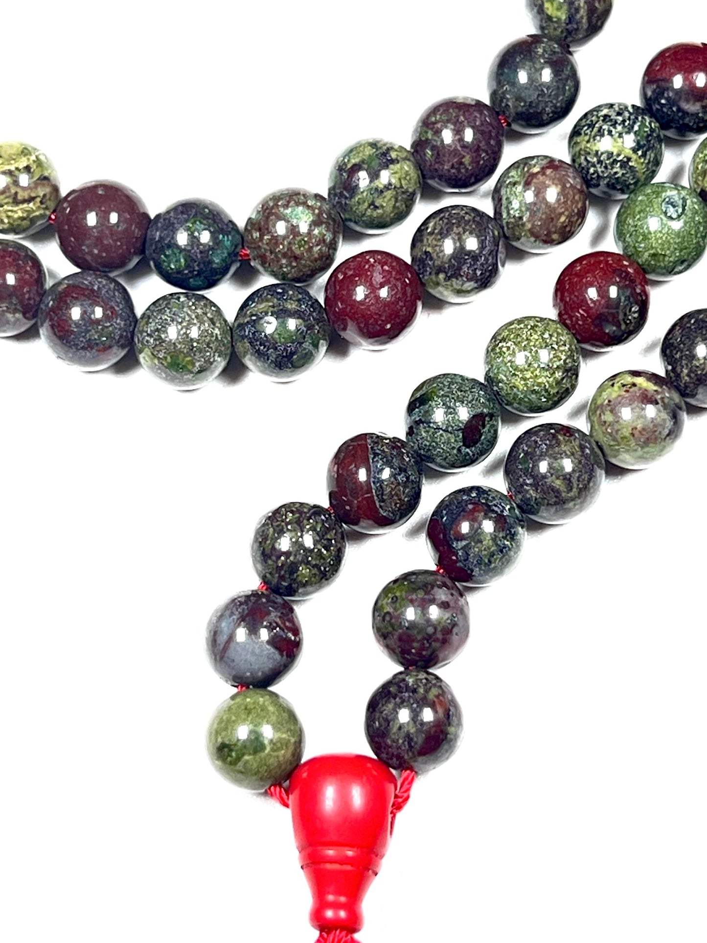 Bloodstone Jasper Mala Beads Necklace | 8mm | 108 Beads | Warrior’s Mala | Aries Birthstone & Root Chakra
