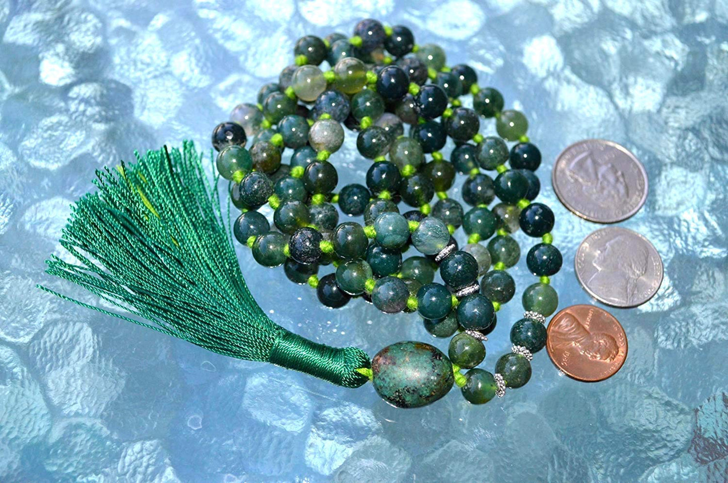 108 Beads Moss Agate Mala Beads Necklace