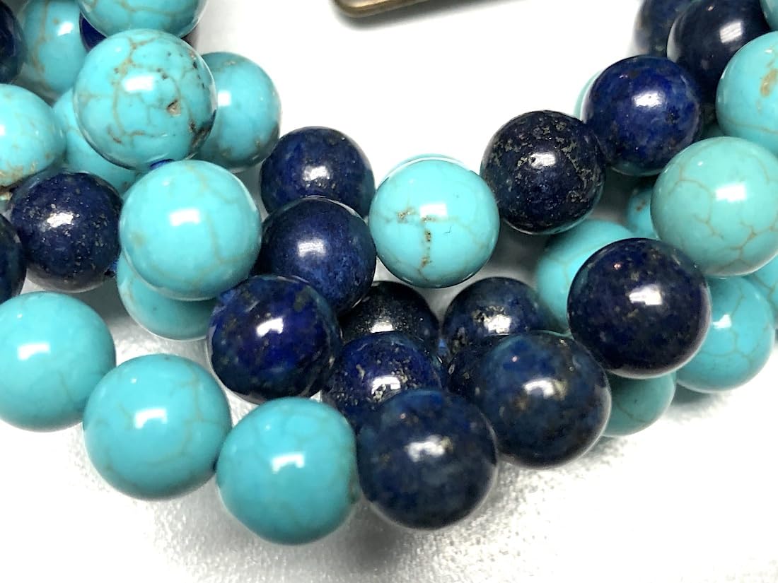 Elevate Your Spirit with Our Stunning Lapis Lazuli and Turquoise Mala Beads Necklace - Aquarius Birthstone - Sagittarius Astrological Sign - Throat & Third Eye Chakra Association