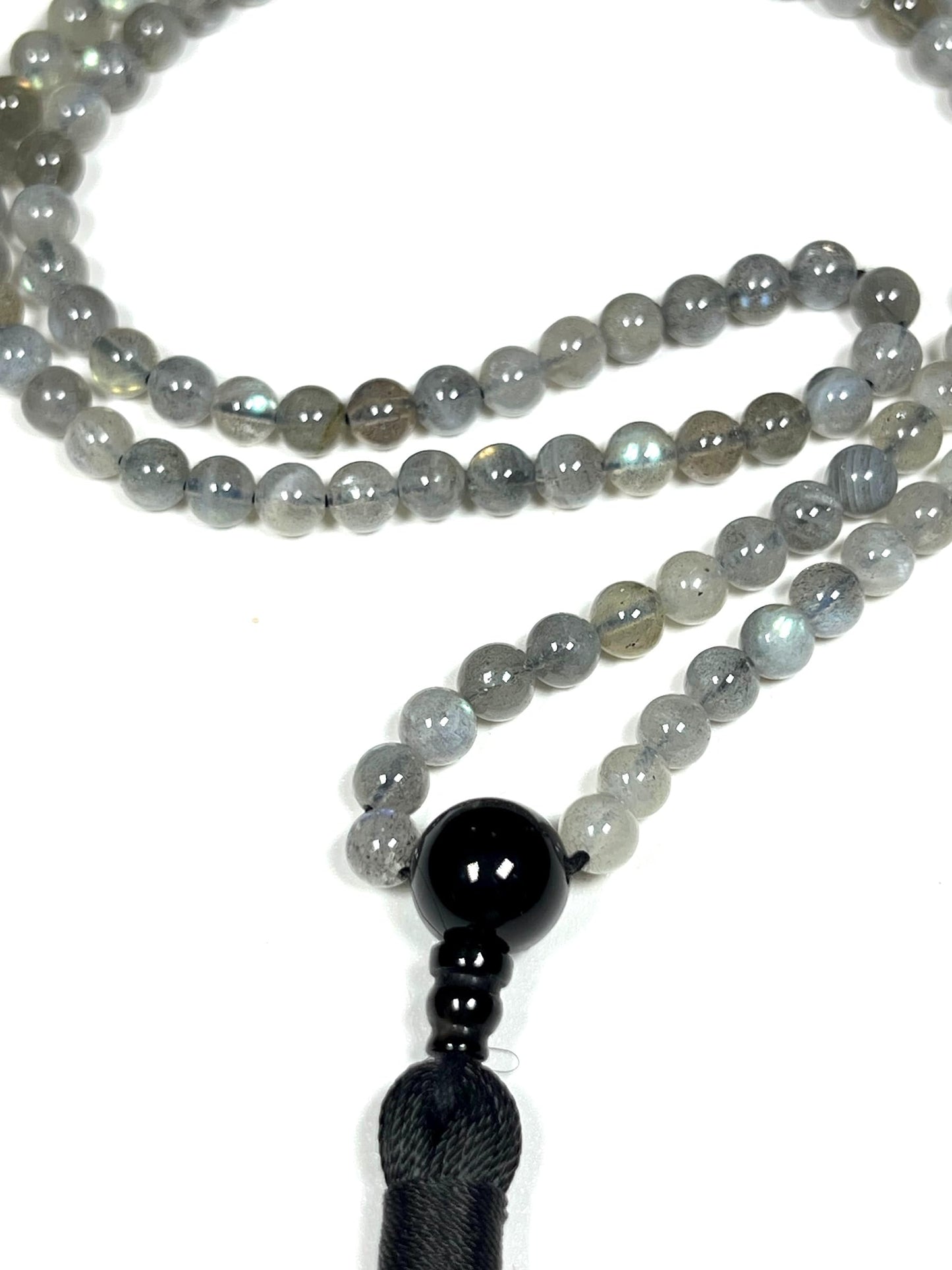 Labradorite Mala Beads Necklace | Fifth Chakra | Throat Chakra | Communication | Self Expression | Creativity in Writing | Public Speaking | Scorpio Birthstone, Zodiac Sign