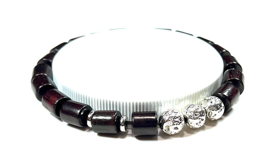 Rosewood & Lava Bracelet | Silver-Coated lava | VULCAN & ARANYA Collection