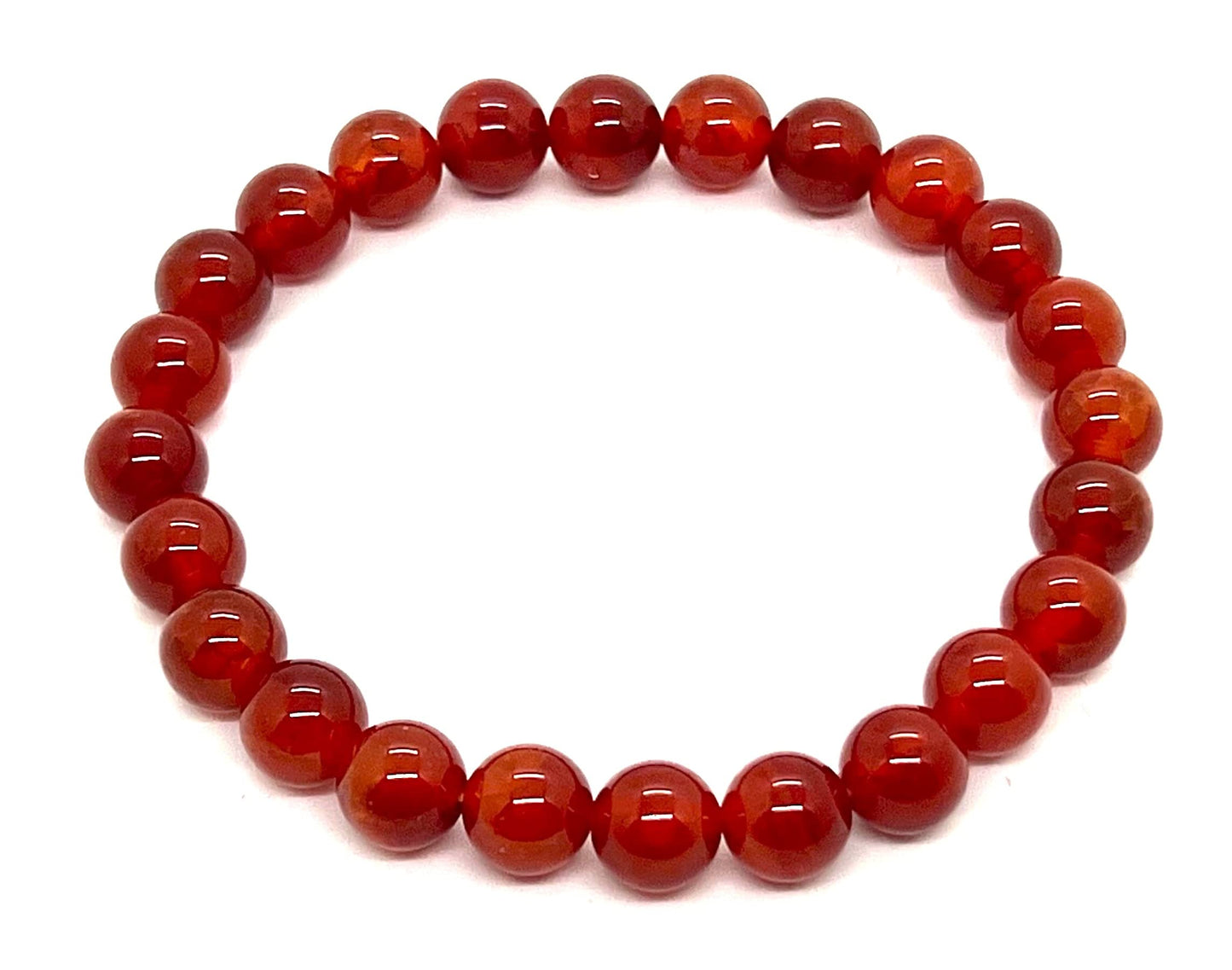Handmade Dragon Vein Fire Agate Stretch Bracelet, 8mm Beads, 7.5 Inches - Gemini Birthstone, Sagittarius & Aries Gemstone, Root Chakra