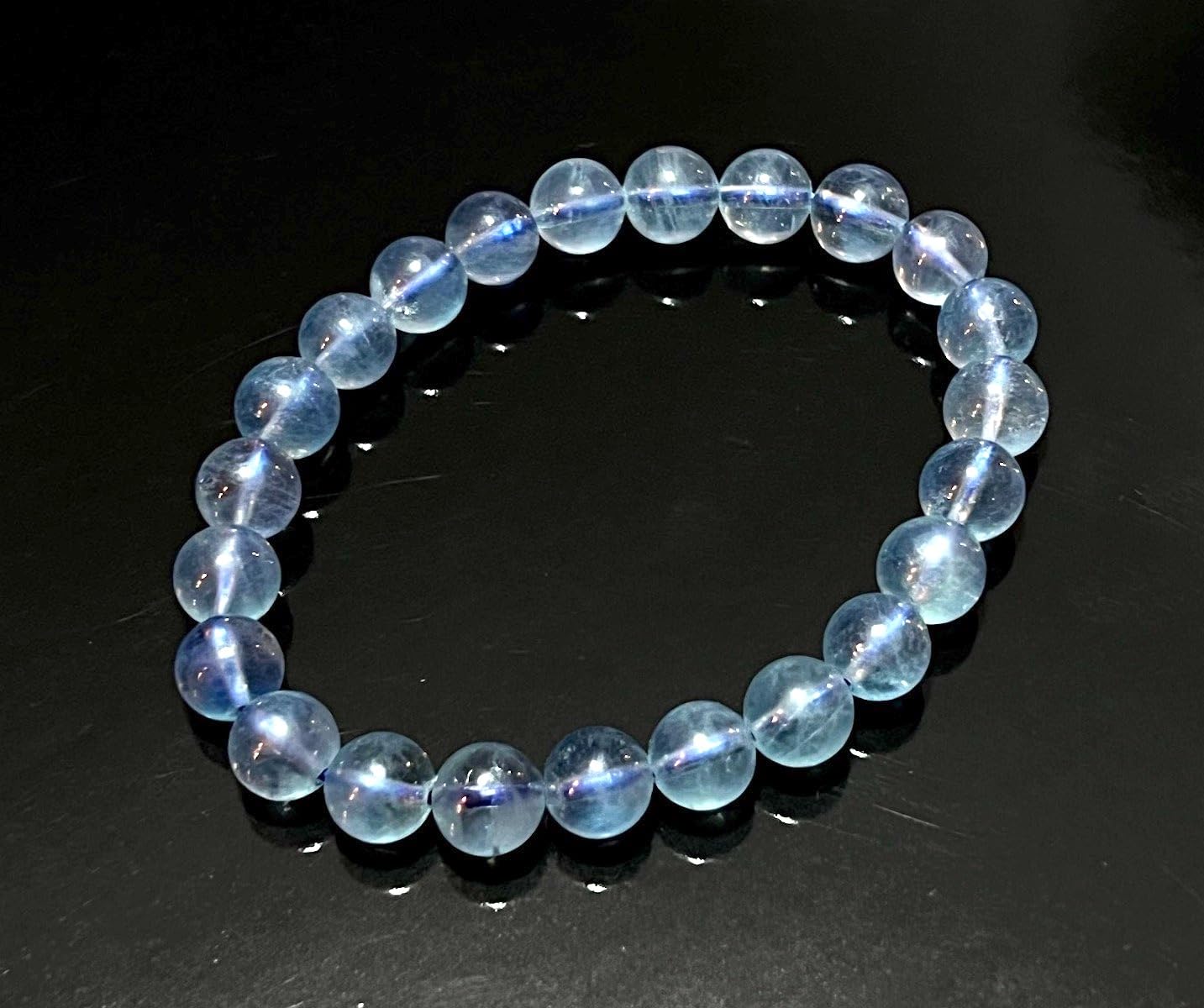 Serenity in Every Strand: Aquamarine Stretch Bracelet - March Birthstone, Pisces Astrological Sign, Throat Chakra