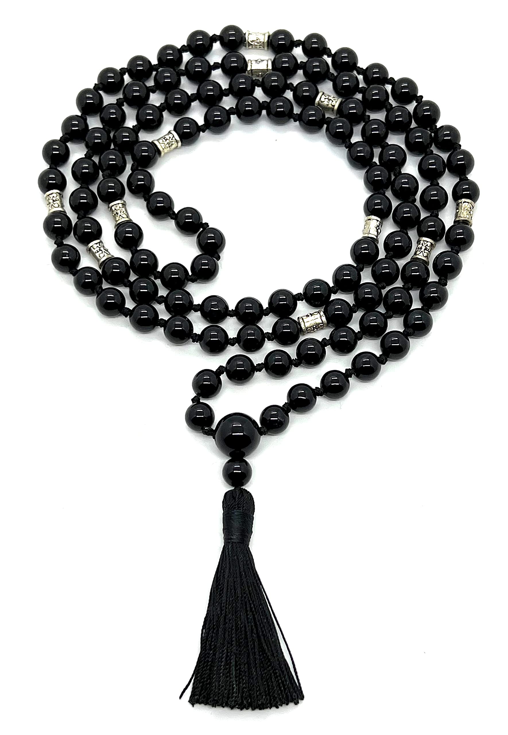 Black Onyx Mala Meditation | 108 Prayer Beads | Spiritual Practice | Root Chakra Healing | VEERA Collection | Inner Strength Activation | Traditional Mala Necklace | AYK