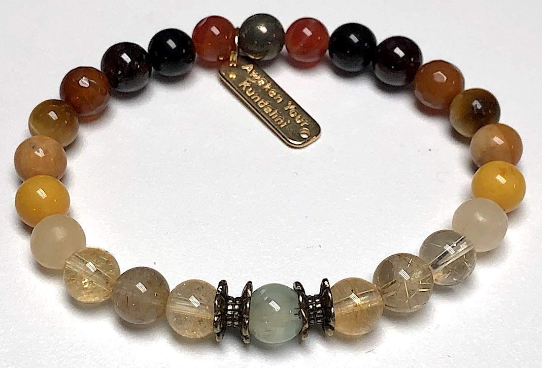 Manifest Your Dreams Bracelet | Citrine, Rutilated Quartz, Topaz, Prehnite, Jasper, Obsidian, Garnet, Pyrite, Miracle Tigereye | 8mm Beads | All Chakra Balance | Universal Birthstone