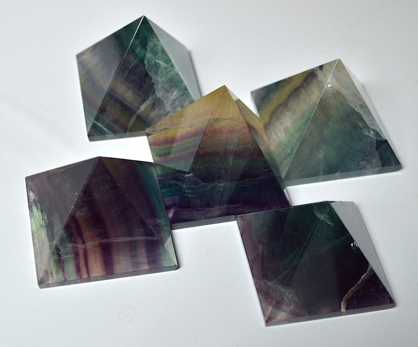 Rainbow Fluorite Crystal Pyramid | 2-Inch Focus Stone | TATTVA Collection