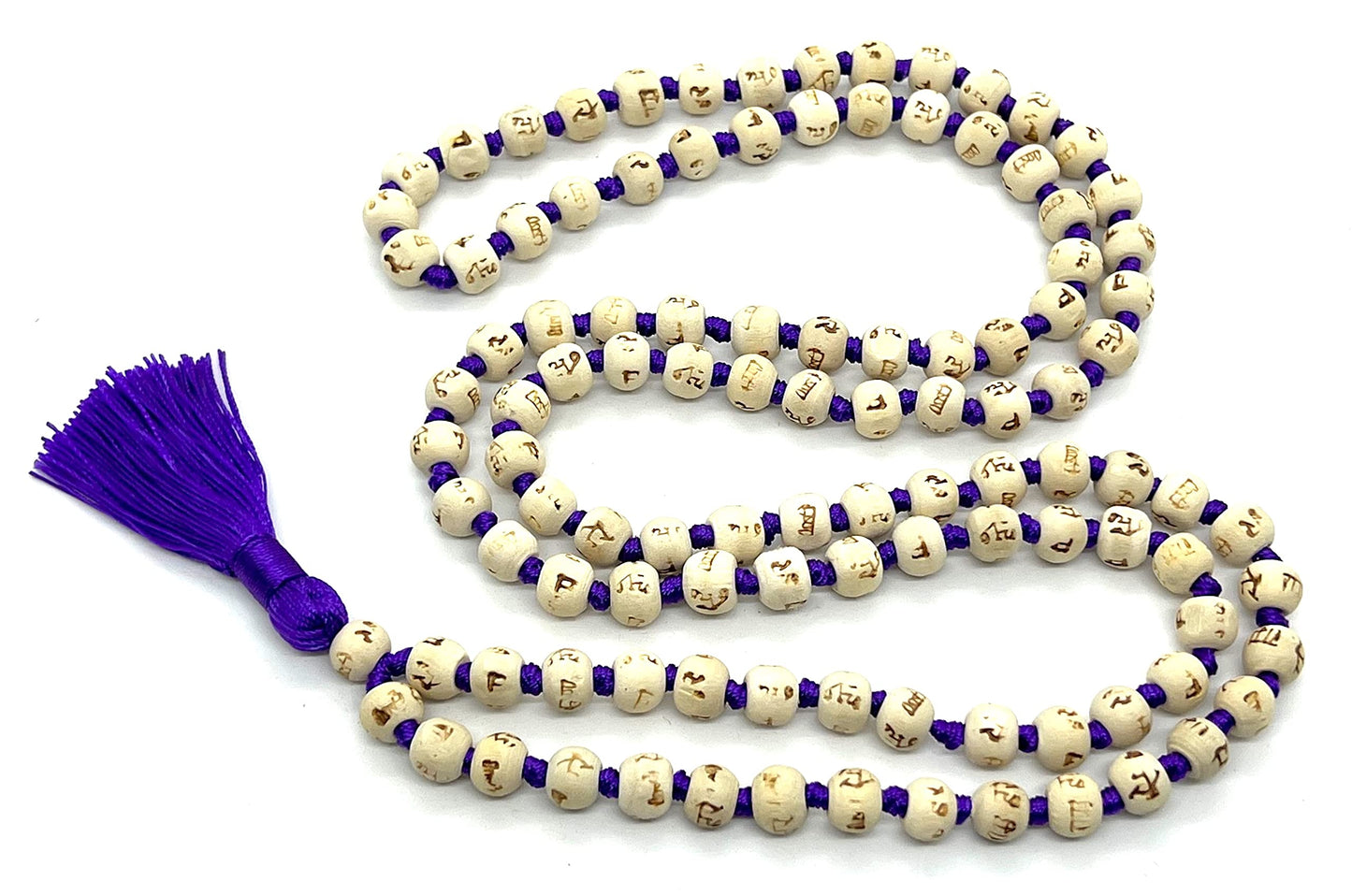 Handmade Tulsi Mala Beads Necklace – 8mm Beads with "Ram" Inscription – Multicolor Options – Chakra Balancing & Zodiac Birthstones – Meditation Jewelry