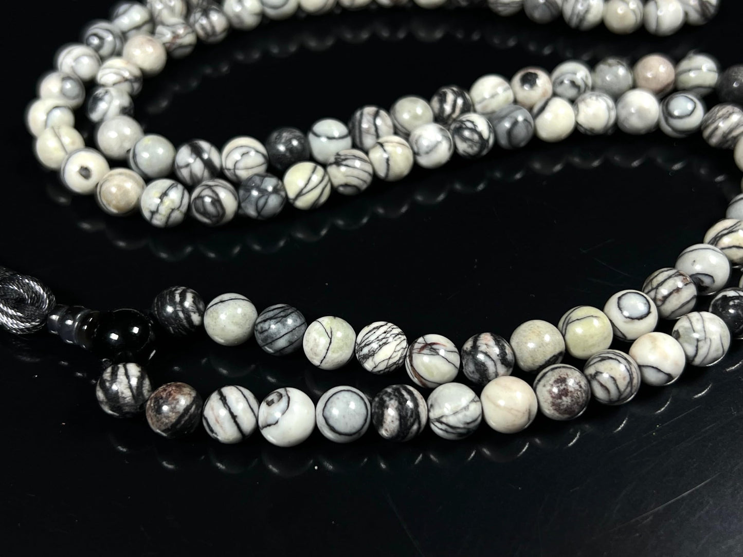 Handmade Natural Netstone Jasper Mala Beads Necklace | 8mm | 108 Beads | Earth Energy Mala | Aries Birthstone & Root Chakra