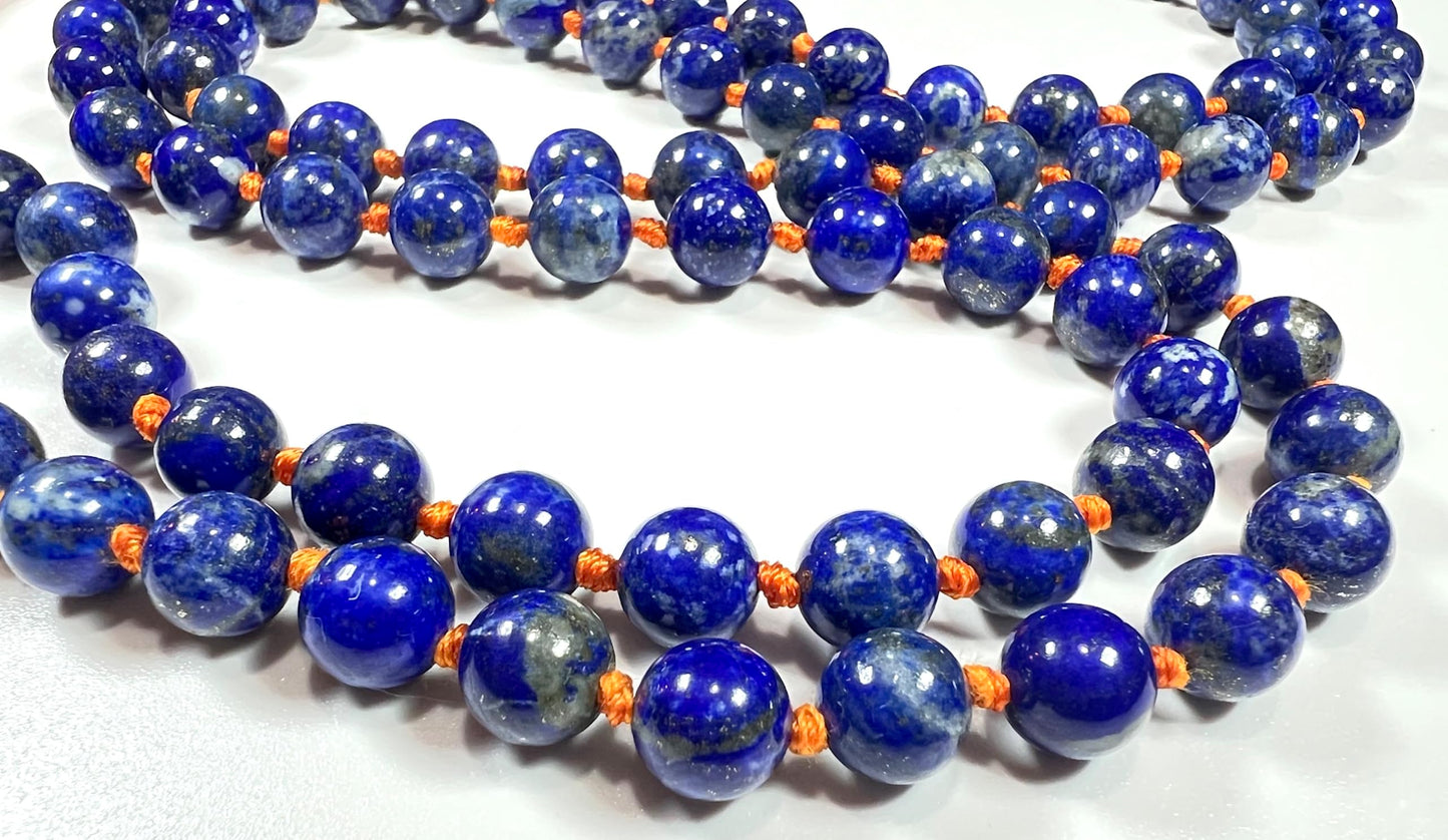 Lapis Lazuli Mala Necklace, 6mm 108 Beads, December Birthstone, Sagittarius Gemstone, Throat Chakra, Unleash Your Inner Wisdom