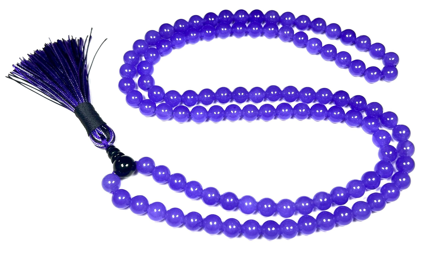 Handmade Agate Mala Beads Necklace with Black Onyx Guru Bead – 108 Beads – 8mm – Multicolor Options – Chakra Balancing & Zodiac Birthstone – Meditation Jewelry