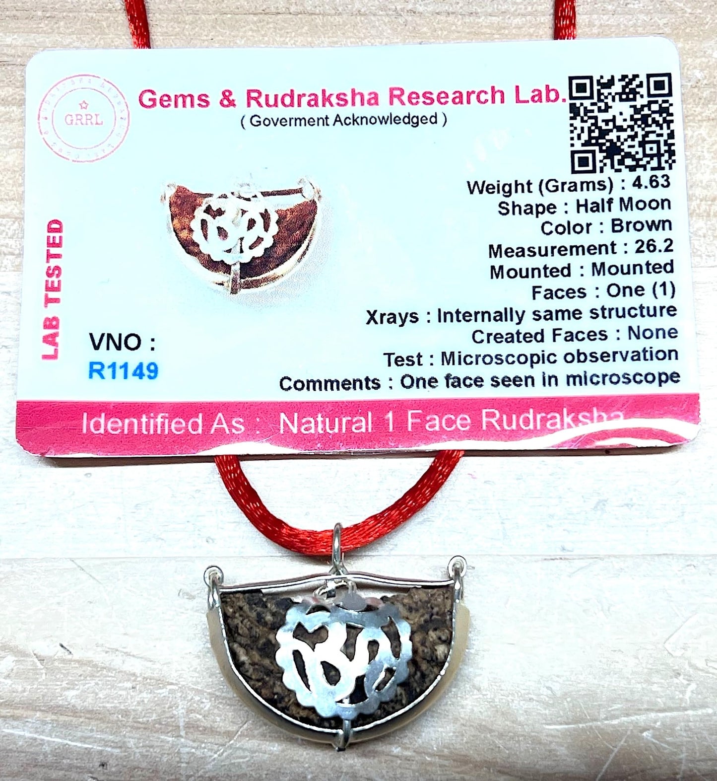 Certified 1 Mukhi Rudraksha Bead Necklace with Sacred Om Symbol (One Face) – Success, Power, Fame
