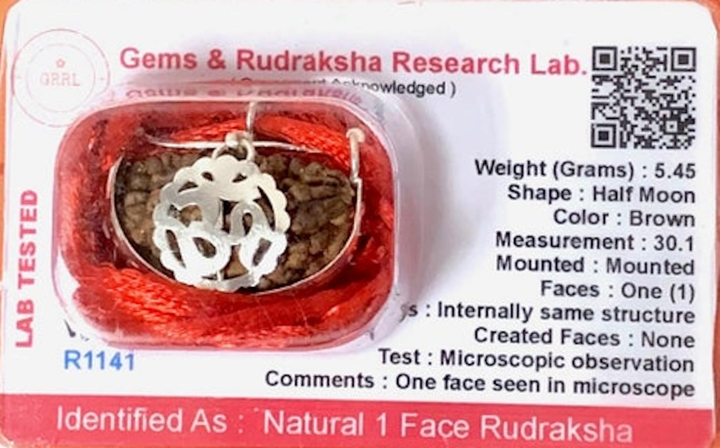 Certified 1 Mukhi Rudraksha Bead Necklace with Sacred Om Symbol (One Face) – Success, Power, Fame