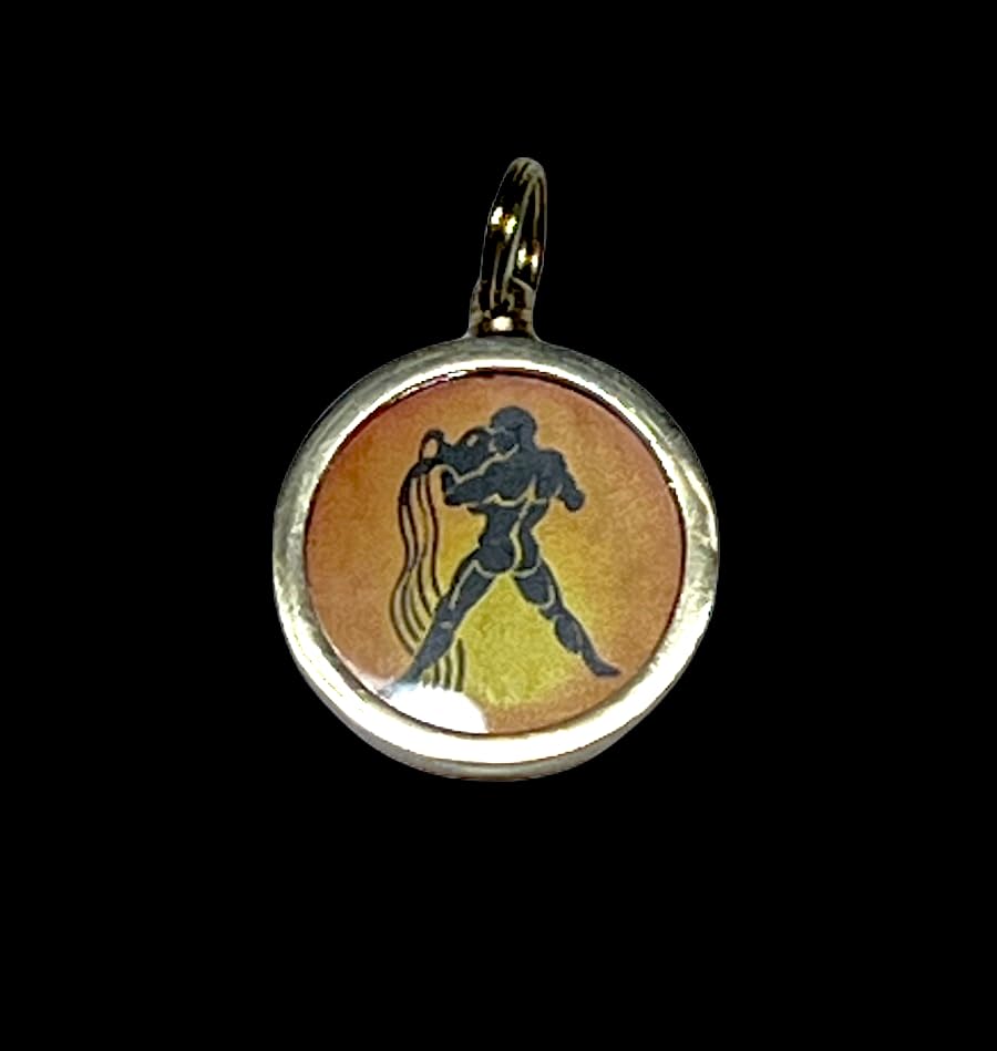 Zodiac Constellation Pendant Necklace - Sun Sign Amulet - Rashi Yantra Pendant - 1 Inch Brass Pendant with Zodiac Yantra