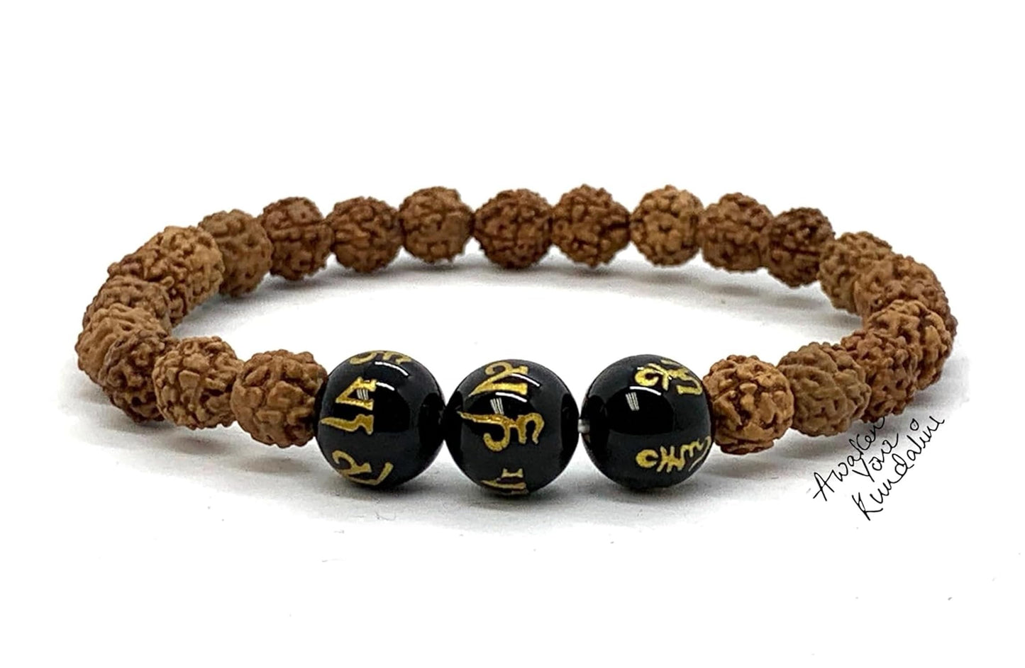 Grounding & Balance: 5 Mukhi Rudraksha Bracelet with Black Obsidian - Capricorn Birthstone - Root & Crown Chakra Harmony