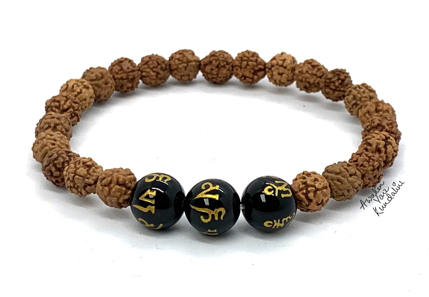 Grounding & Balance: 5 Mukhi Rudraksha Bracelet with Black Obsidian - Capricorn Birthstone - Root & Crown Chakra Harmony